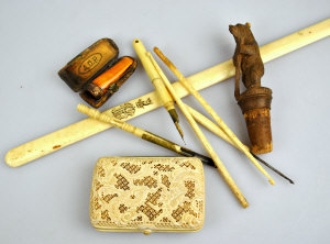 Appraisal: A small quantity of ivory items including a page turner