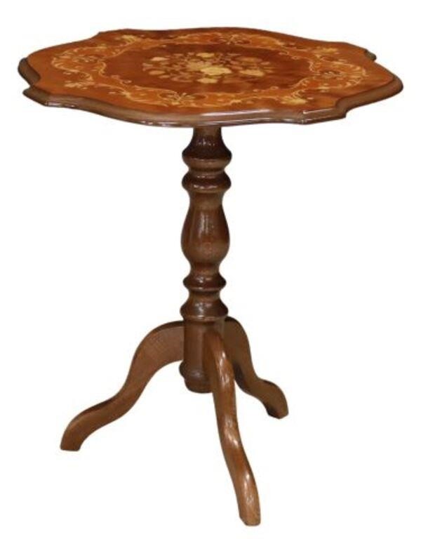 Appraisal: Italian burled walnut and oak side table th c shaped