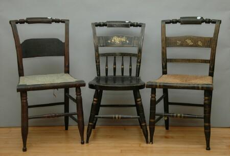 Appraisal: Three Assembled Hitchcock-Style Gilt-Stenciled Side Chairs