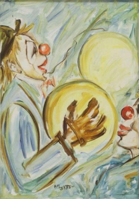 Appraisal: Framed oil on canvas painting Clowns signed lower center A