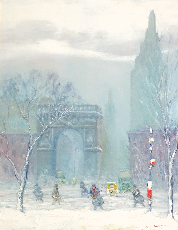 Appraisal: BERTHELSEN JOHANN cAmerican - ''Washington Square'' oil on canvas x