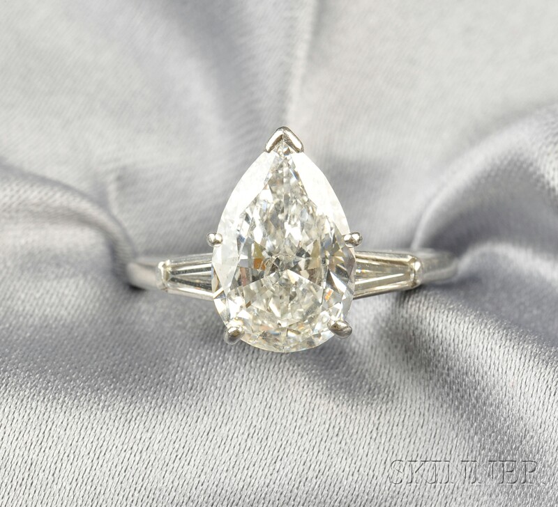 Appraisal: Platinum and Diamond Solitaire set with a pear-shape diamond weighing