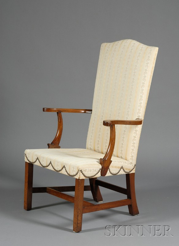 Appraisal: Federal Mahogany Upholstered Lolling Chair North Shore Massachusetts - the