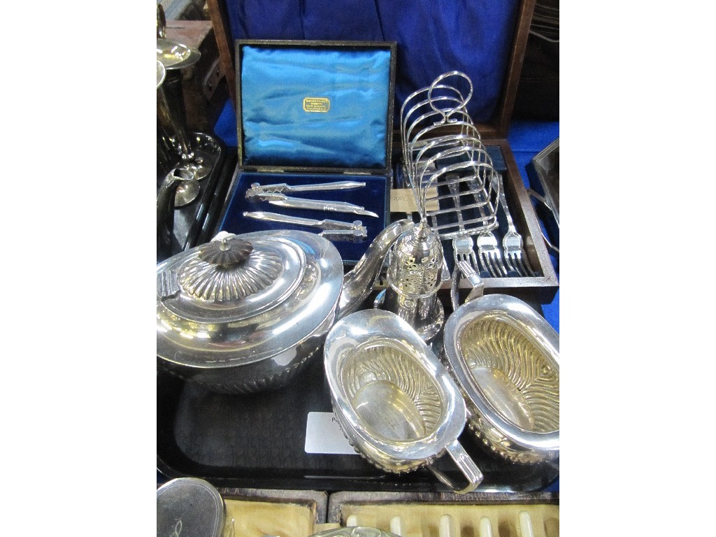 Appraisal: A tray lot of EP - tea service fish cutlery