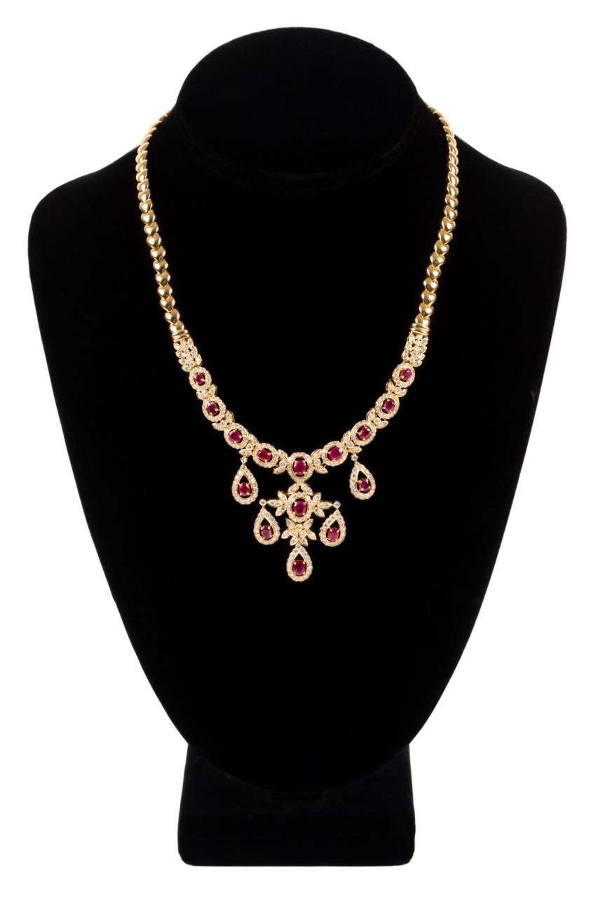 Appraisal: RUBY DIAMOND AND K PRINCESS NECKLACE Diamond ruby and k