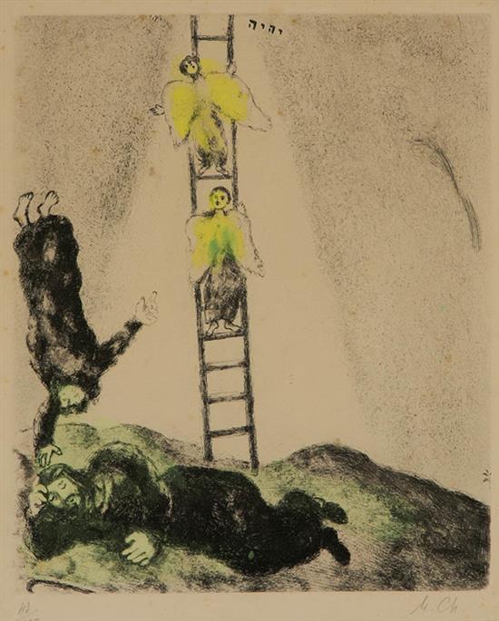 Appraisal: Marc Chagall French - Jacob's Ladder from The Bible Hand