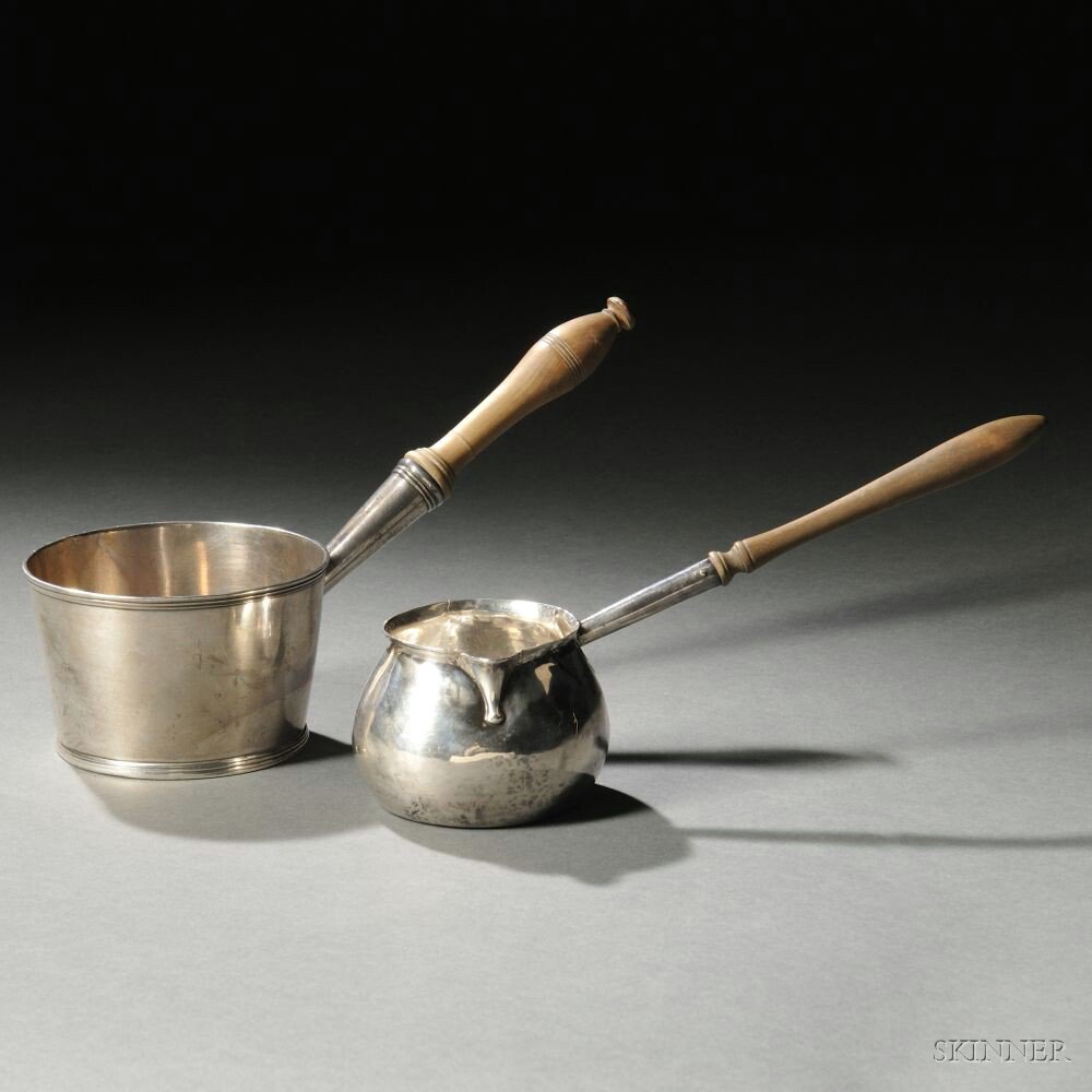 Appraisal: Two Georgian Sterling Silver Brandy Warmers one London probably -