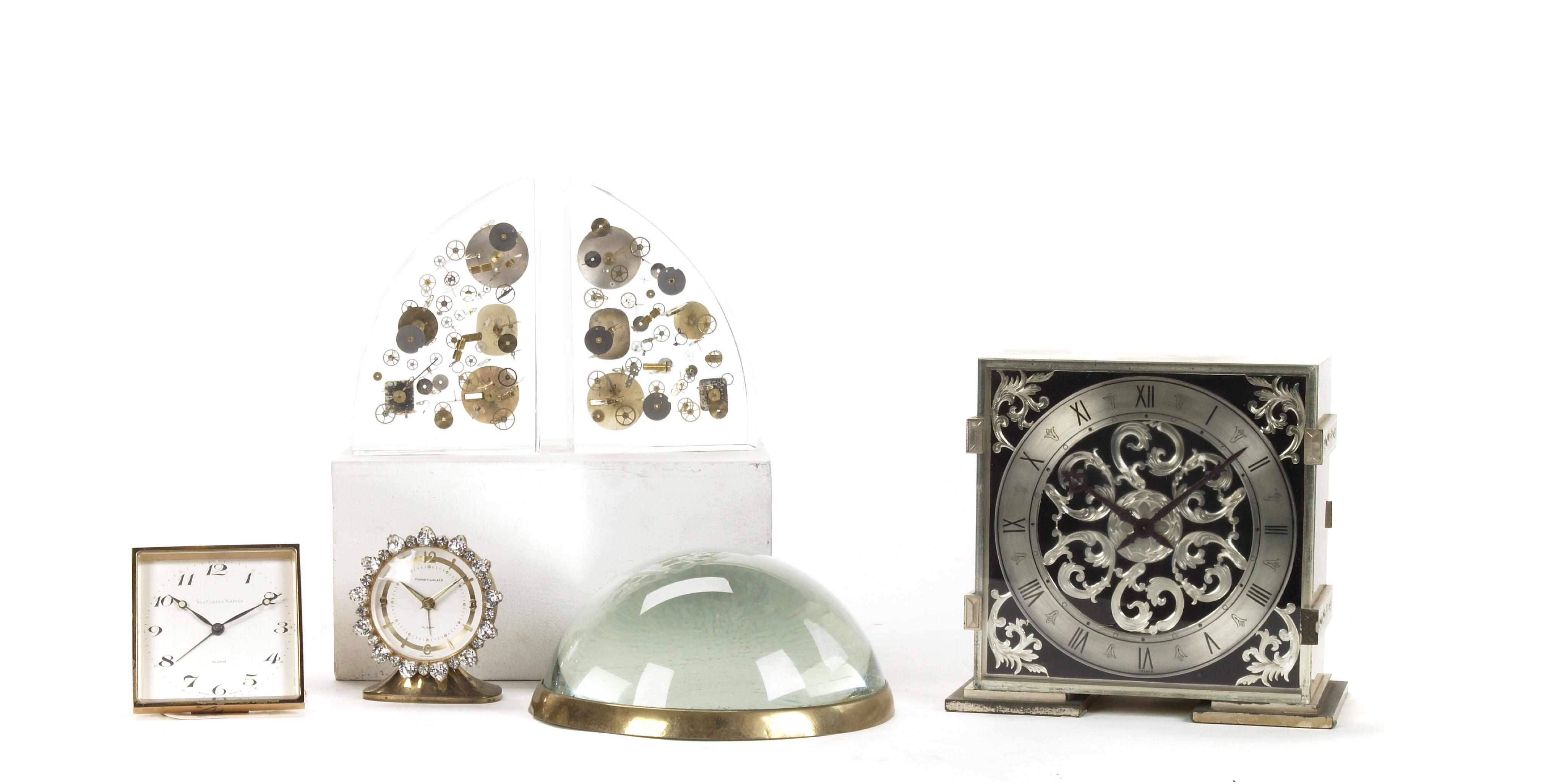 Appraisal: A group of six horological table decorations including a Van