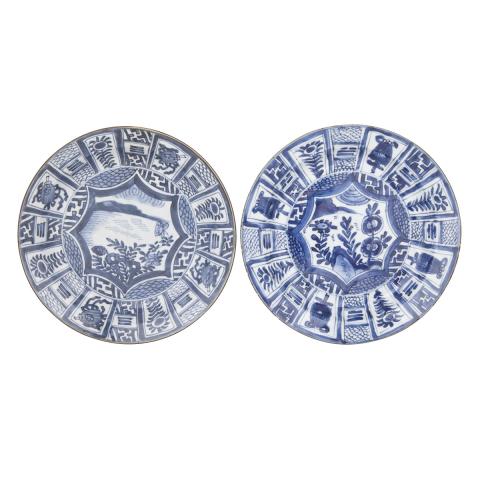 Appraisal: A Pair of Blue and White Plates Kangxi Mark and