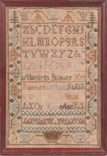 Appraisal: Needlework Sampler Margret Glasier Needlework Sampler Margret Glasier New England