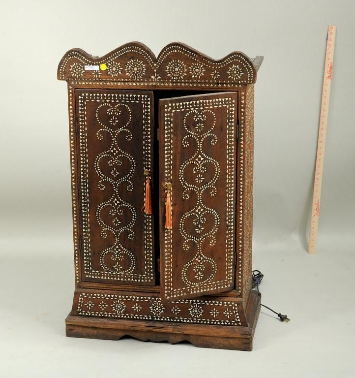 Appraisal: Philippine Mother Of Pearl Inlaid Display Cabinet Philippine mother of