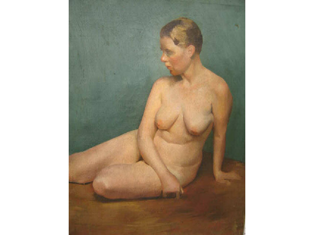 Appraisal: Oil on Canvas of a Seated Nude x