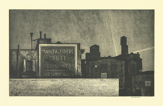 Appraisal: ARMIN LANDECK Manhattan Nocturne Drypoint x mm x inches full