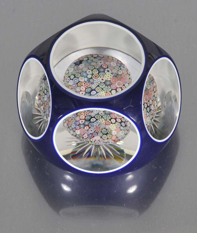 Appraisal: Paperweight signed St Louis SL with cut to clear faceted