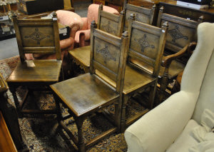 Appraisal: An Ipswich-quality set of six wainscote-style dining chairs in the