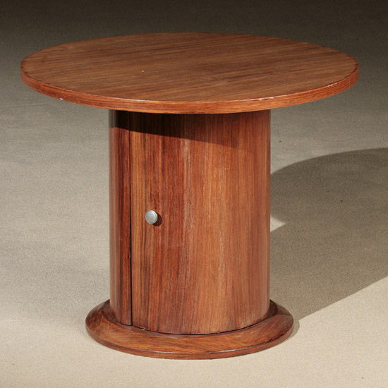 Appraisal: French Art Deco Palisander Wood Pedestal Drinks Table Circa The