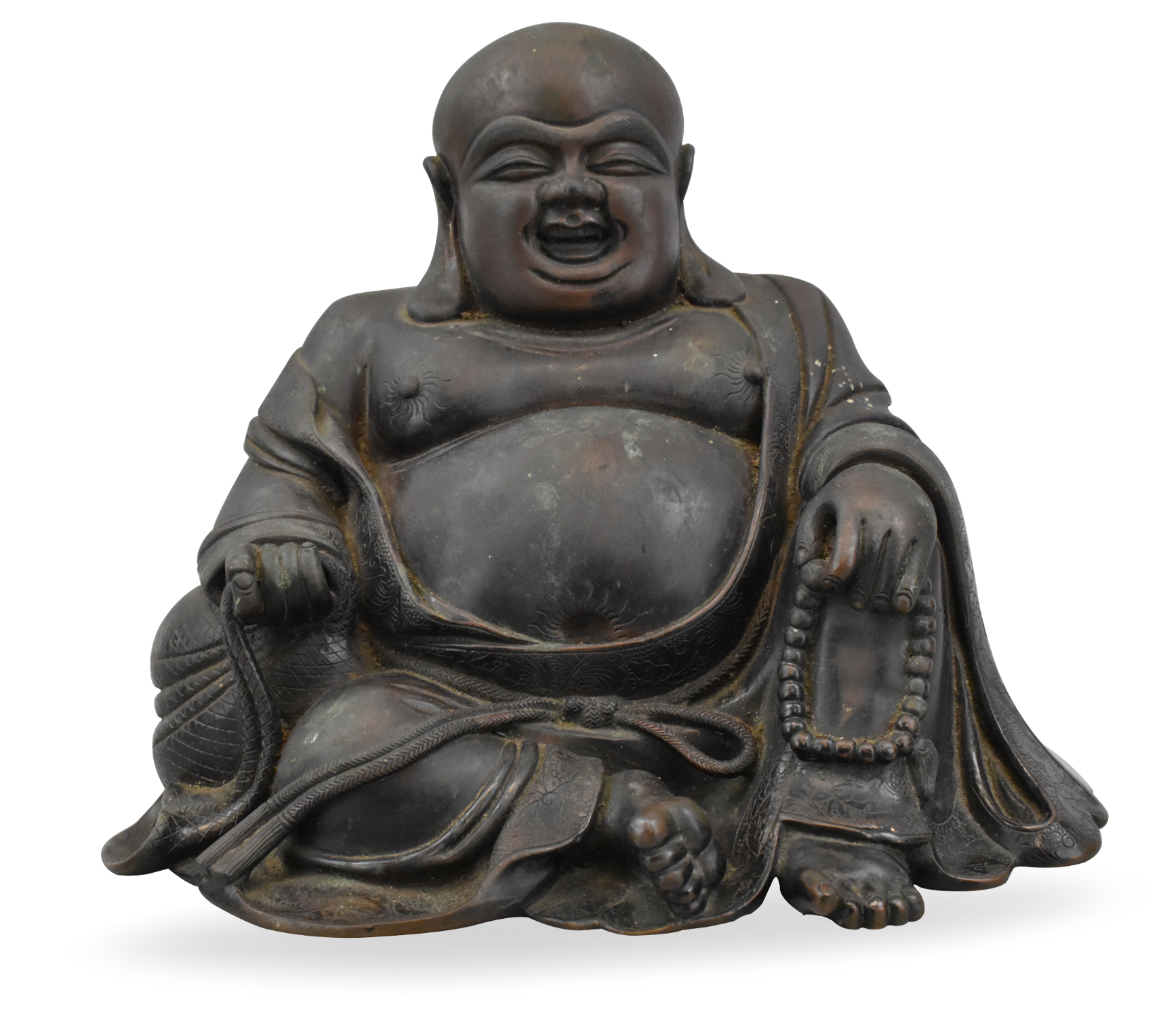 Appraisal: A Chinese bronze carved laughing buddha dating from the th