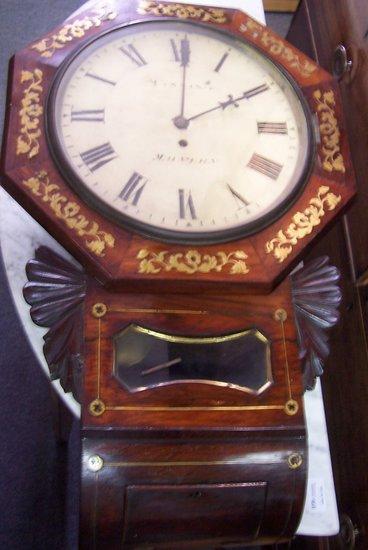 Appraisal: A th Century drop dial clock with rosewood and brass