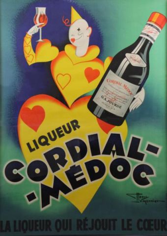 Appraisal: LEMONNIER Henry Liqueur Cordial Medoc VintageLithograph Poster Certificate of Authenticity