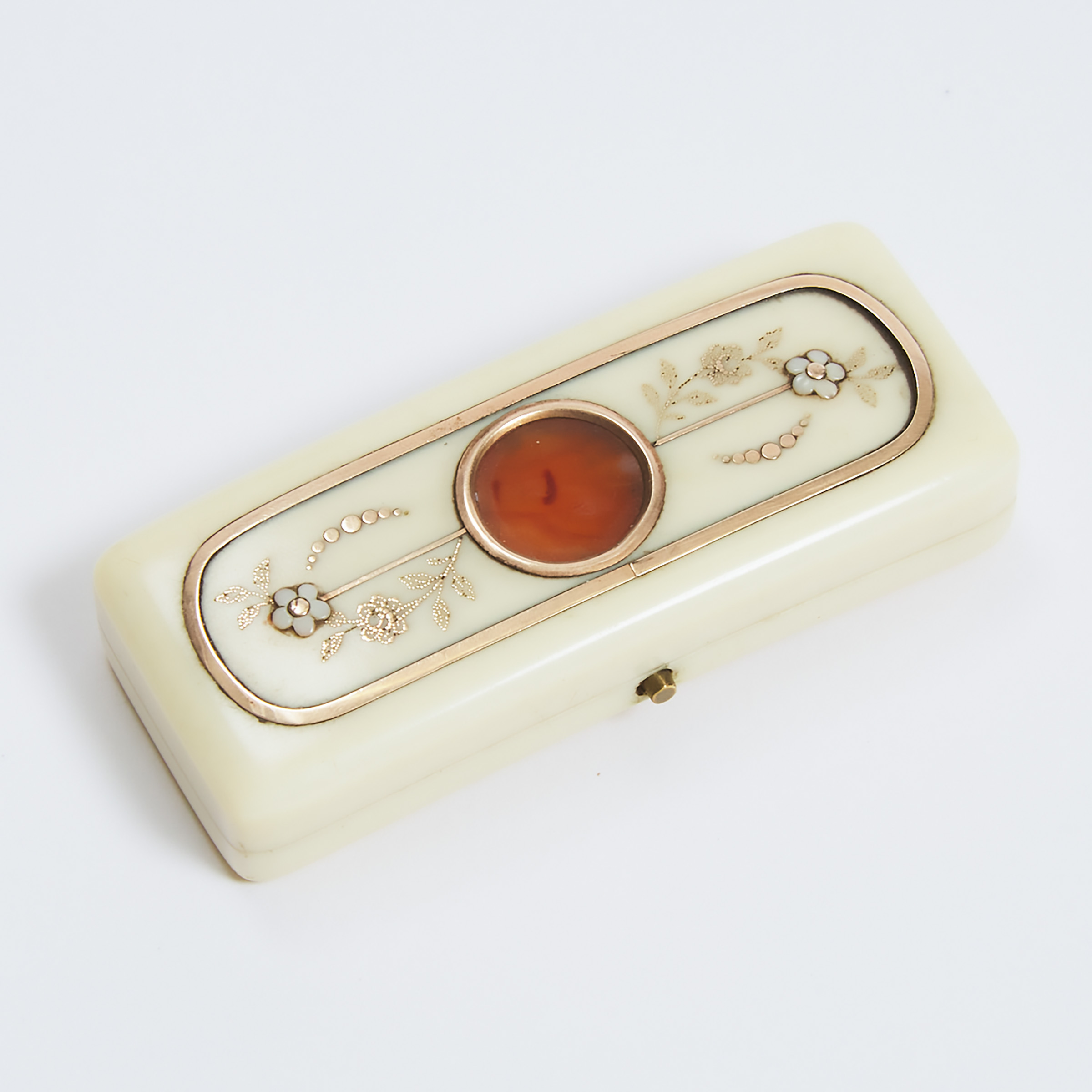 Appraisal: George III Gold Piqu Work Ivory Toothpick Case late th