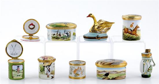 Appraisal: Collection of English enameled boxes Staffordshire Halcyon Days Limoges and