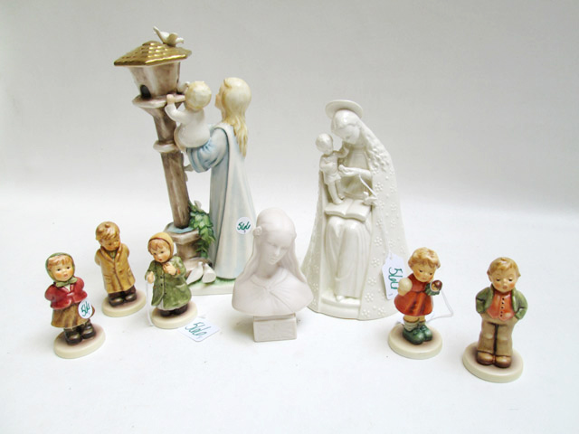 Appraisal: EIGHT CERAMIC HUMMEL AND OTHER FIGURINES Hummels TM- - Flower