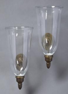 Appraisal: Pair of Brass and Glass Candle Sconces th c w