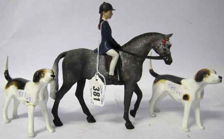 Appraisal: Crown Derby Models two Foxhounds leg restuck on one and