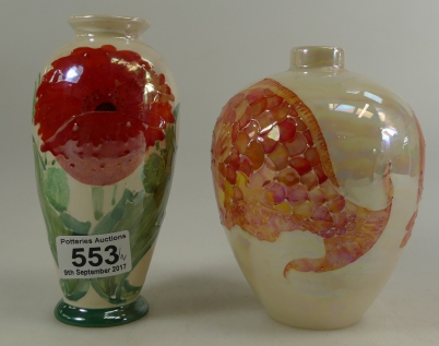 Appraisal: Moorland Pottery Vases designed by Lise B Moorcroft with Poppy