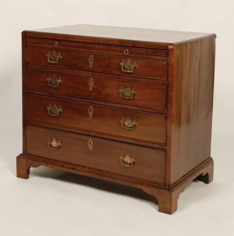 Appraisal: A GEORGE III STYLE MAHOGANY CHEST OF DRAWERS the rectangular