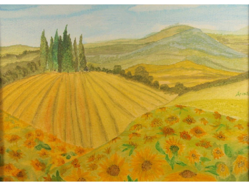 Appraisal: Anne Mercer contemporary Patterns Countryside Tuscan View watercolour signed cm