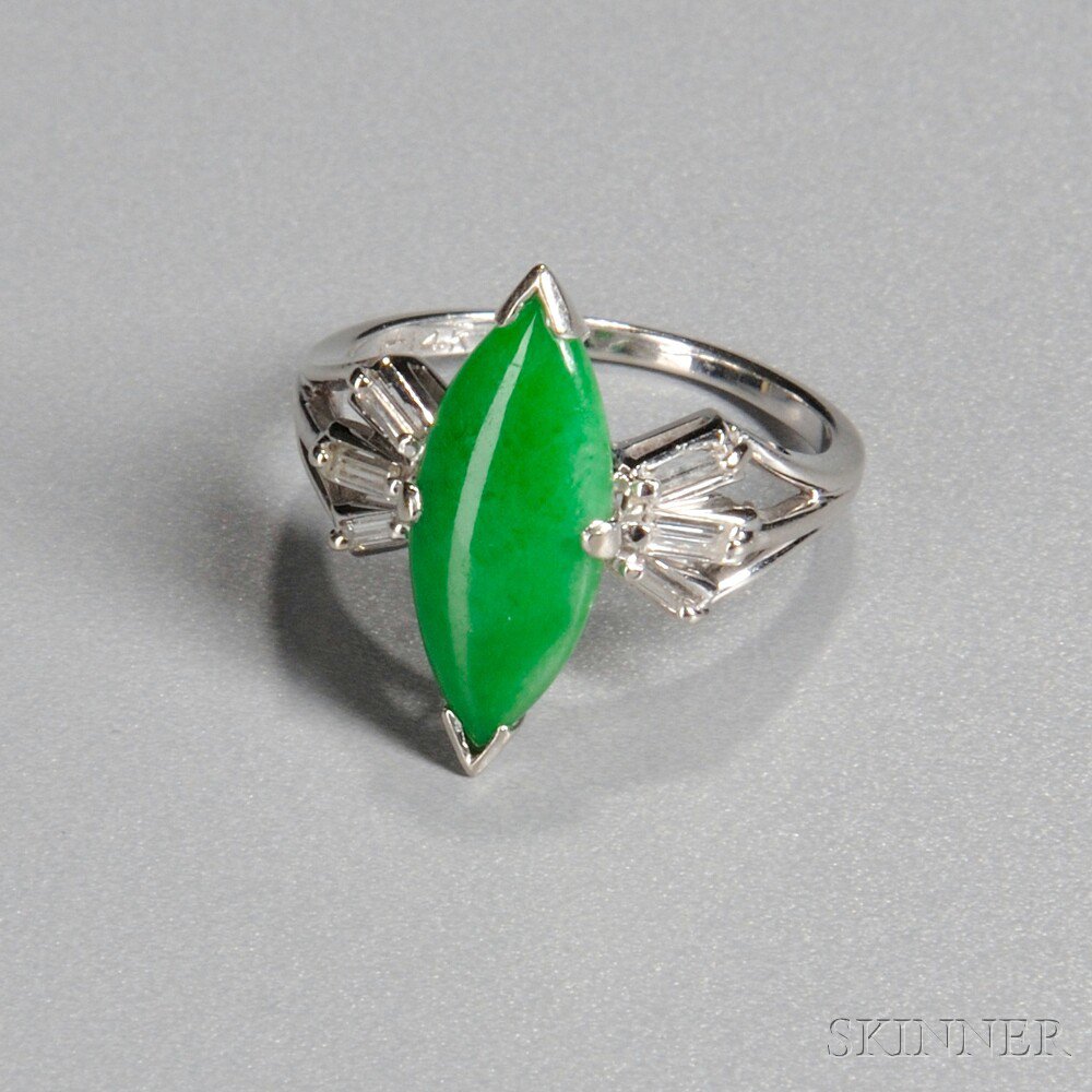 Appraisal: Jade and kt White Gold Ring China with a in