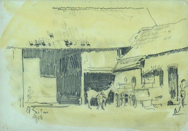 Appraisal: ARTHUR STREETON - Depot at St Gratien pencil and wash