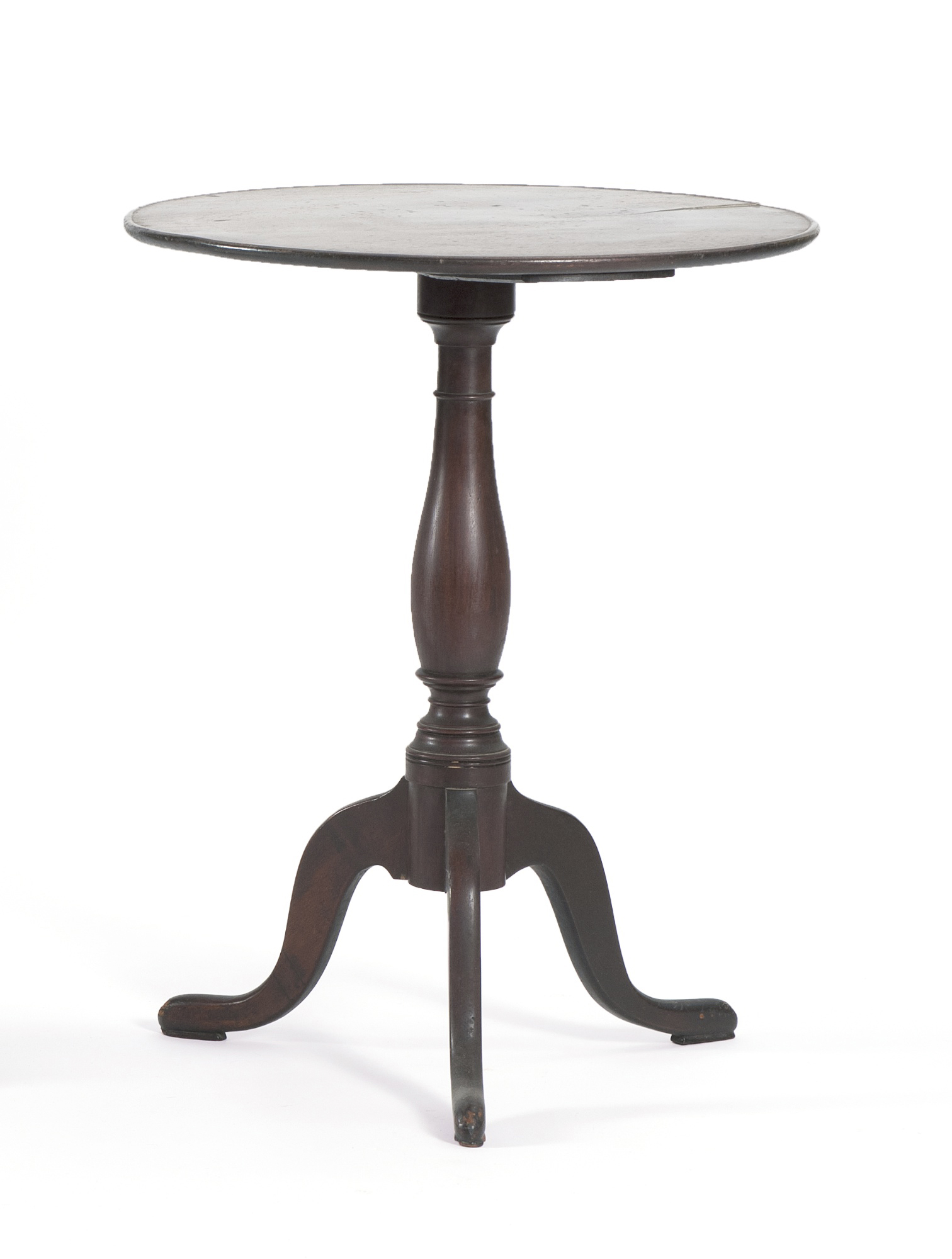 Appraisal: CIRCA AMERICAN DISH-TOP CANDLESTAND in mahogany Vasiform pedestal raised on