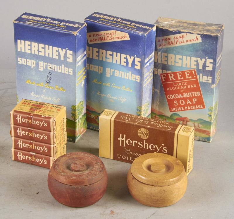 Appraisal: Lot of Hershey's Cocoa Butter Soap Shaving Cream Including wooden