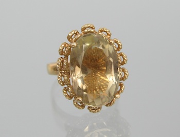 Appraisal: A Ladies' Citrine Ring in Gold k yellow gold mounting