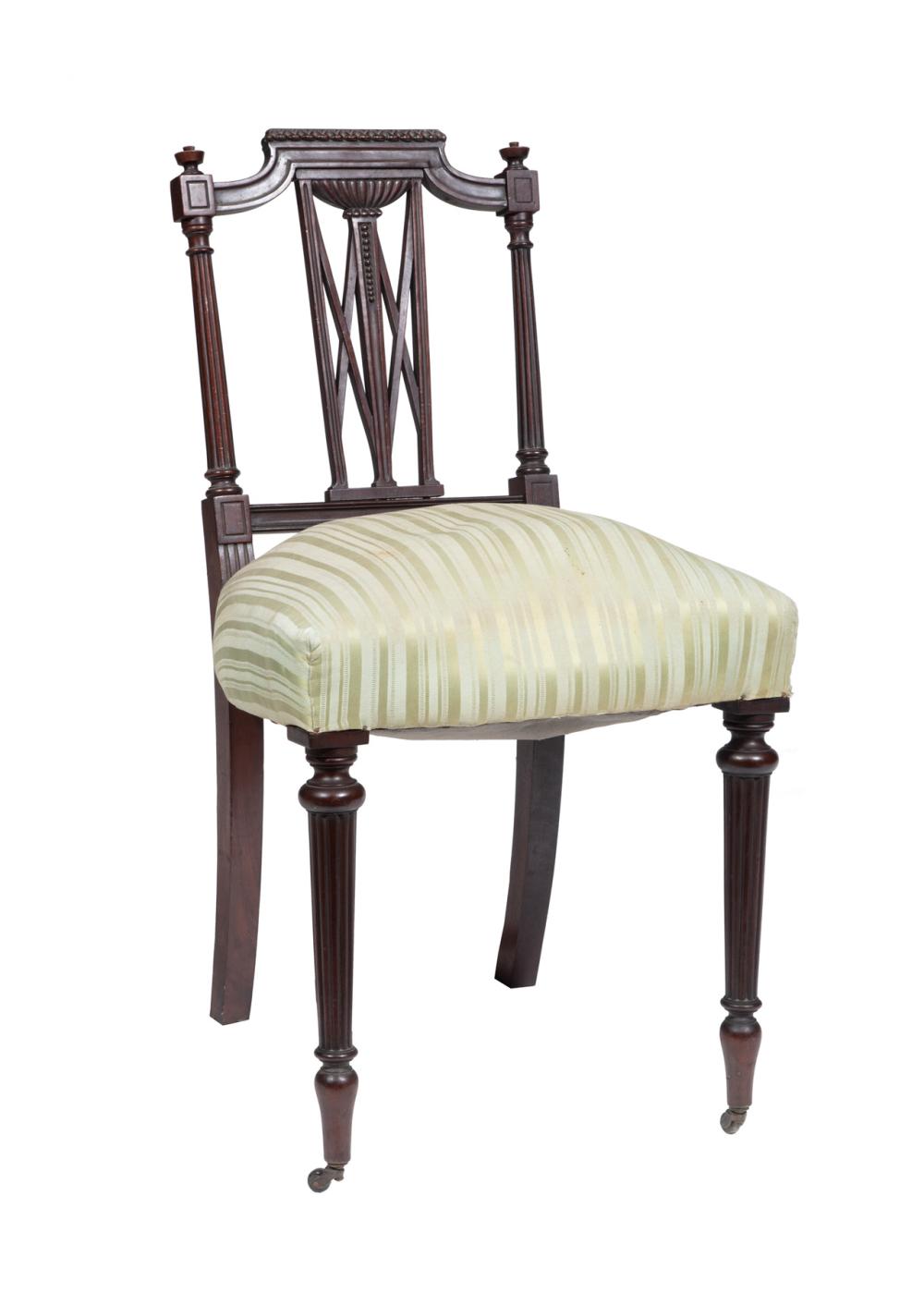 Appraisal: ENGLISH ADAM-STYLE CARVED MAHOGANY SIDE CHAIRAntique English Adam-Style Carved Mahogany