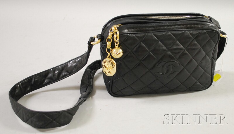 Appraisal: Vintage Chanel Black Quilted Leather Purse with quilted leather strap