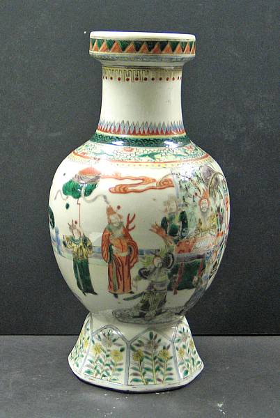 Appraisal: A famille verte enameled porcelain vase Late Qing Dynasty Supported