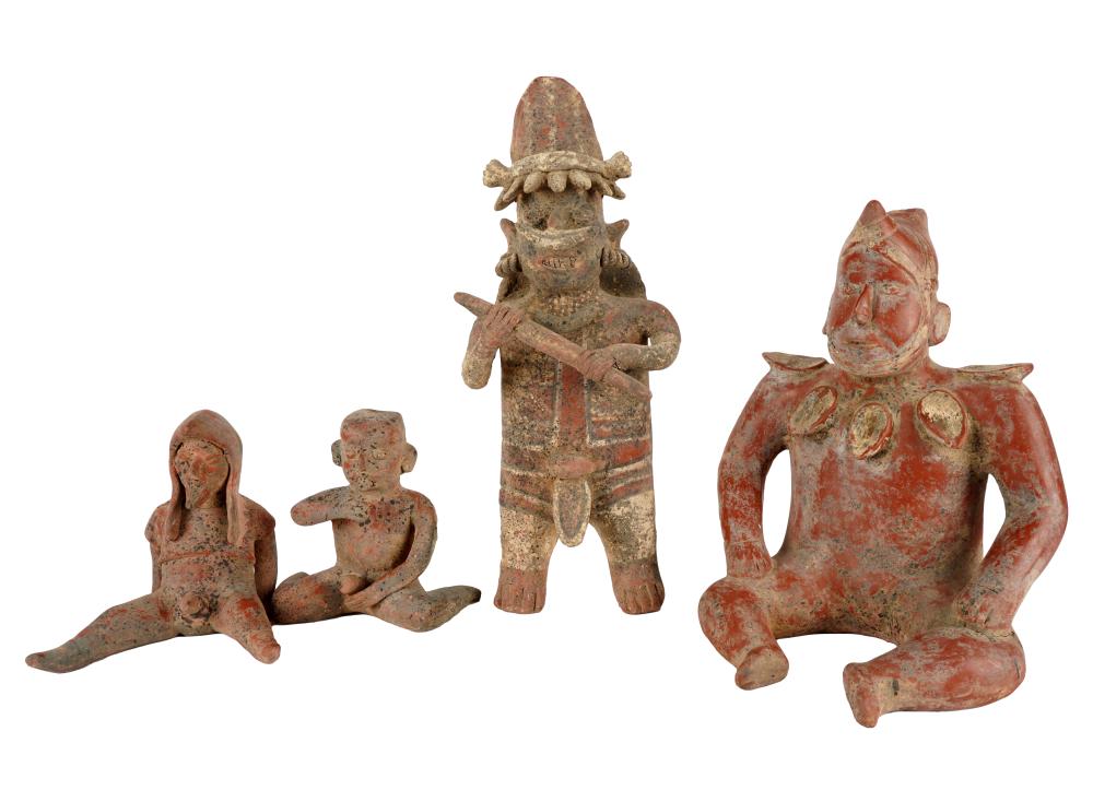 Appraisal: FOUR PRE-COLUMBIAN STYLE POTTERY FIGURESnone signed comprising a large seated