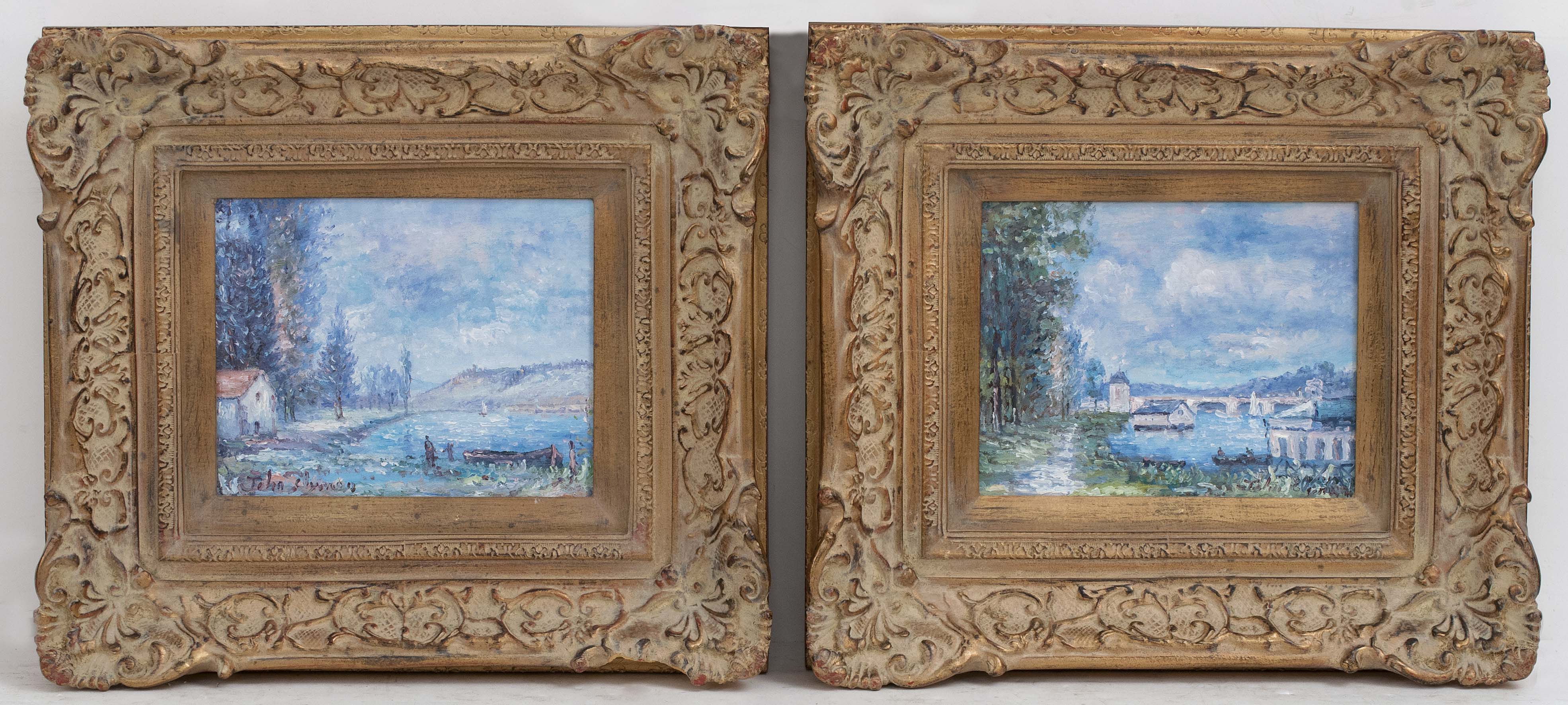 Appraisal: JOHN CLYMERAmerican European b Pair of river scenes Signed lower