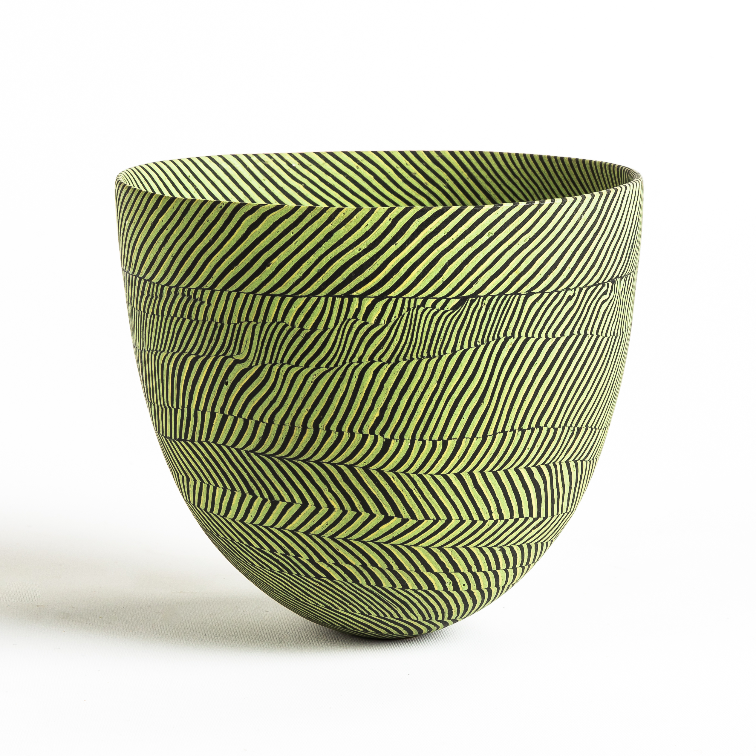 Appraisal: Dorothy Feibleman American B Zig-Zag Bowl Laminated with green black