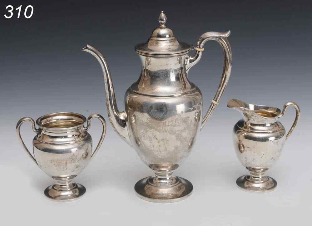 Appraisal: Sterling Silver Tea Set largest '' high troy ounces early