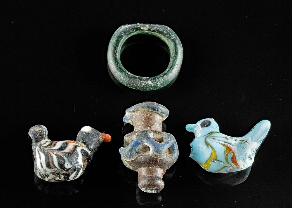 Appraisal: Phoenician Beads Roman Glass Ring First Time At Auction Ancient