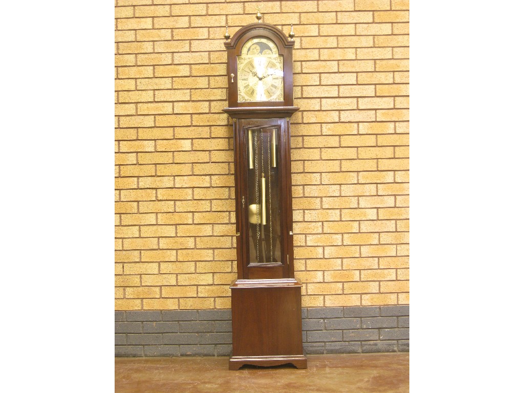 Appraisal: A reproduction Longcase Clock with arched brass dial having moon