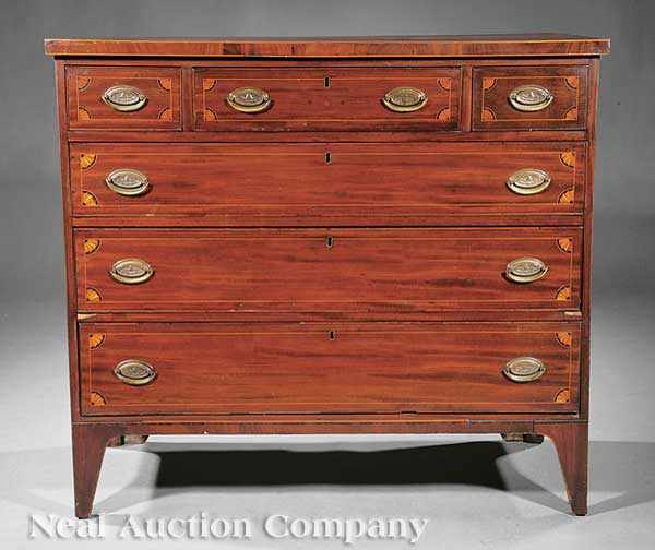 Appraisal: A Federal Inlaid Mahogany Gentleman's Dresser early th c rectangular