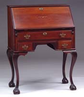 Appraisal: GOOD INLAID MAHOGANY SLANT FRONT LADY S DESK The lid