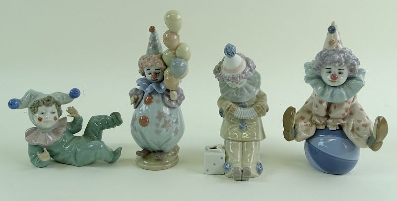 Appraisal: Collection of four lladro clowns Collection of four lladro clowns