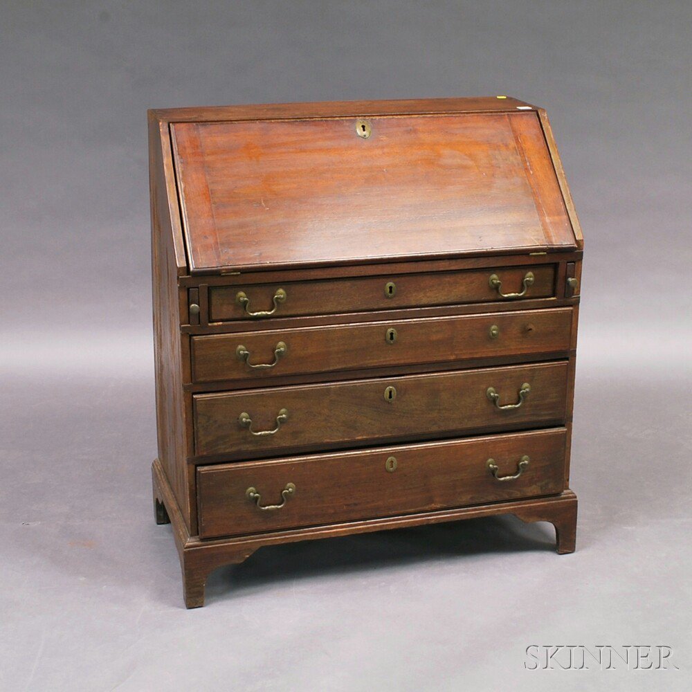 Appraisal: Chippendale Mahogany Slant-lid Desk th century with fitted interior of