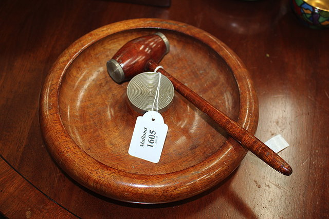 Appraisal: AN OLD MAHOGANY HUMIDOR BOX together with turned wooden nutcracker